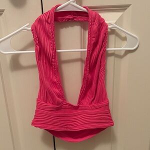 SHEIN Vibrant Pink Halter Crop Top